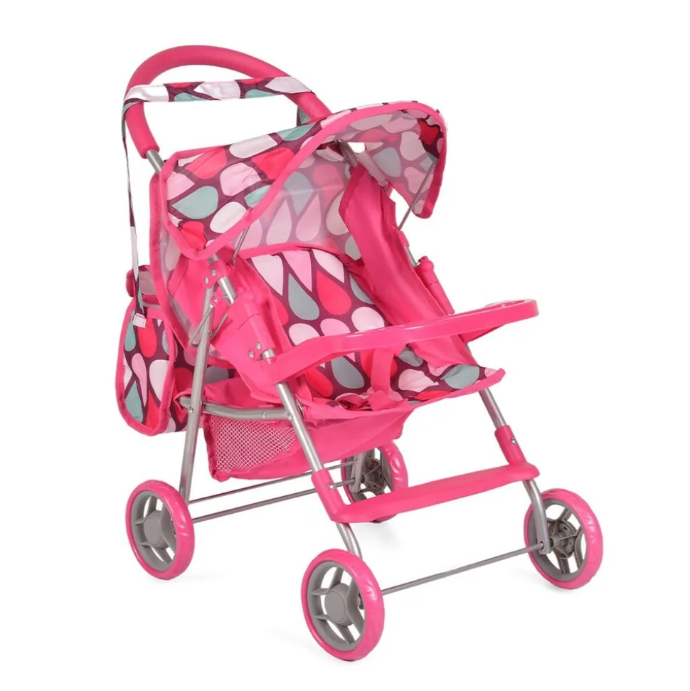 Moni Puppenwagen 9617, Schiebehöhe 50 cm, mit Sonnendach und Sicherheitsgurt