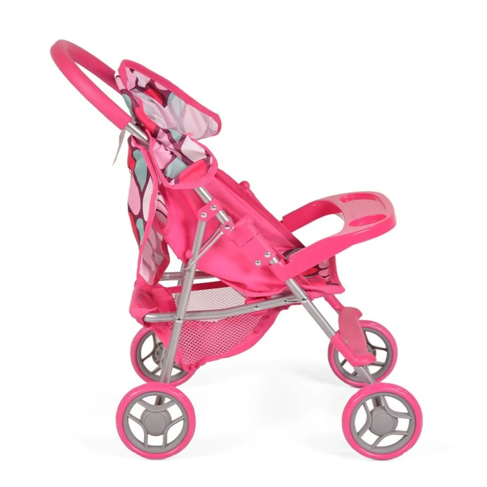 Moni Puppenwagen 9617, Schiebehöhe 50 cm, mit Sonnendach und Sicherheitsgurt