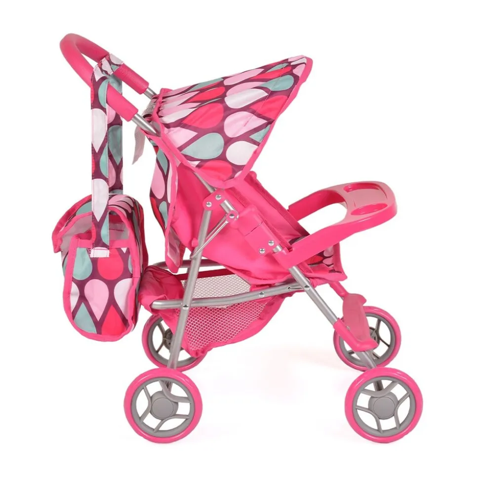 Moni Puppenwagen 9617, Schiebehöhe 50 cm, mit Sonnendach und Sicherheitsgurt