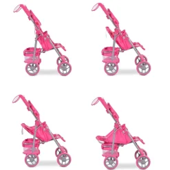 Moni Puppenwagen Stars 9351 faltbar, Rückenlehne und Schiebegriffe verstellbar pink