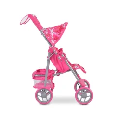 Moni Puppenwagen Stars 9351 faltbar, Rückenlehne und Schiebegriffe verstellbar pink