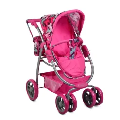 Moni Puppenwagen Sweet Hard 9662, mit Winterkorb und Tasche, einstellbare Höhe