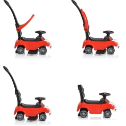 Moni Rutschauto 2 in 1 Rider 308, Rutscher mit Griff, Lehne, Bügel, Fußstütze rot
