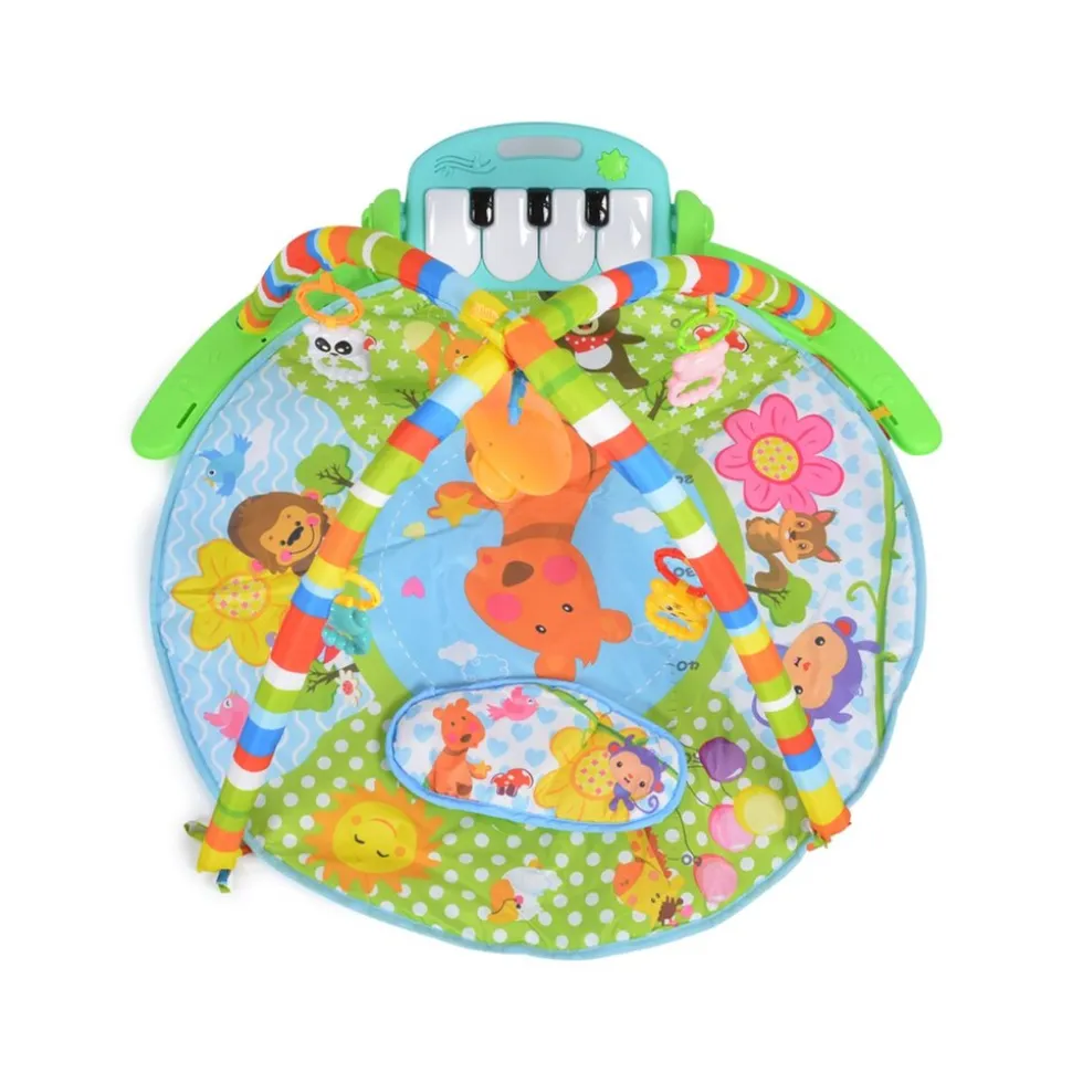 Moni Spielbogen Piano 696-R, Krabbeldecke, Musiktasten, Spiegel, Spielcenter blau