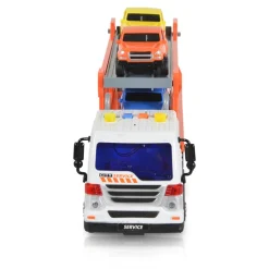 Moni Spielzeug Autotransporter WY572A, Soundfunktion, 1:16, Ladefläche, 4 Autos orange