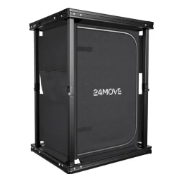 24MOVE® Campingküche BERGAMO faltbar, Aluminium Reiseküche mit Arbeitsplatte, Staufächern & stabilem Gestell für Camping