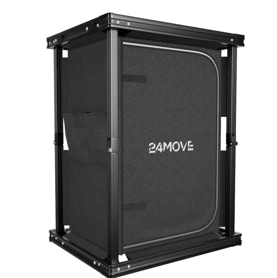 24MOVE® Campingküche BERGAMO faltbar, Aluminium Reiseküche mit Arbeitsplatte, Staufächern & stabilem Gestell für Camping