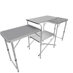 24MOVE® Campingküche CAMPO faltbar, Alu Outdoorküche mit Arbeitsplatte und Staufächern inkl. Windschutz und Tragetasche
