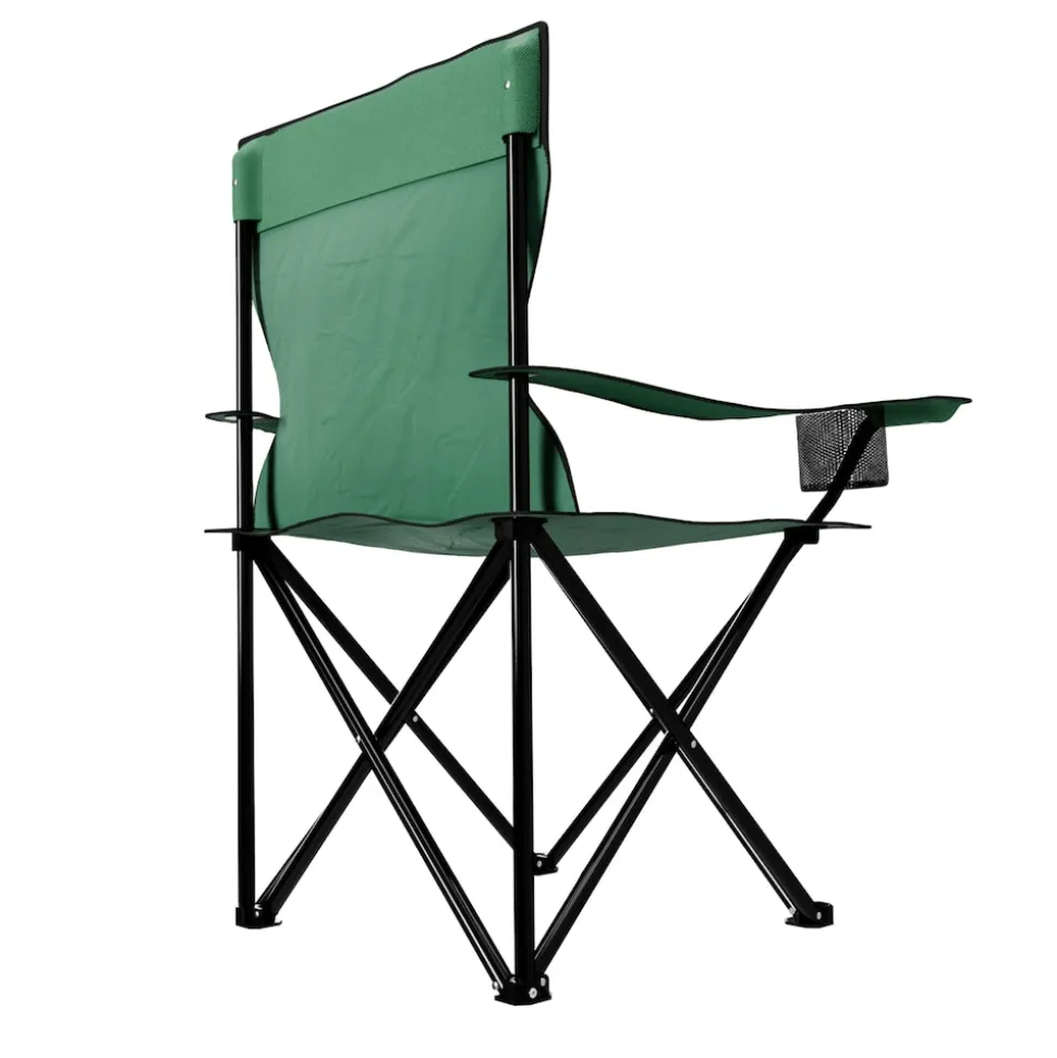 24MOVE® Campingstuhl Faltstuhl, 2er Set, grün, mit Getränkehalter und Tragetasche Outdoor, faltbar max. 100kg, Anglerstuhl, Polyester
