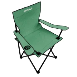24MOVE® Campingstuhl Faltstuhl, 2er Set, grün, mit Getränkehalter und Tragetasche Outdoor, faltbar max. 100kg, Anglerstuhl, Polyester