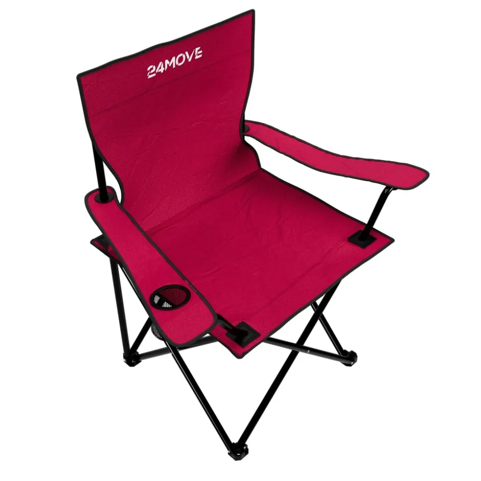24MOVE® Campingstuhl Faltstuhl, schwarz, mit Getränkehalter und Tragetasche Outdoor, faltbar max. 100kg, Angerstuhl, Klappstuhl