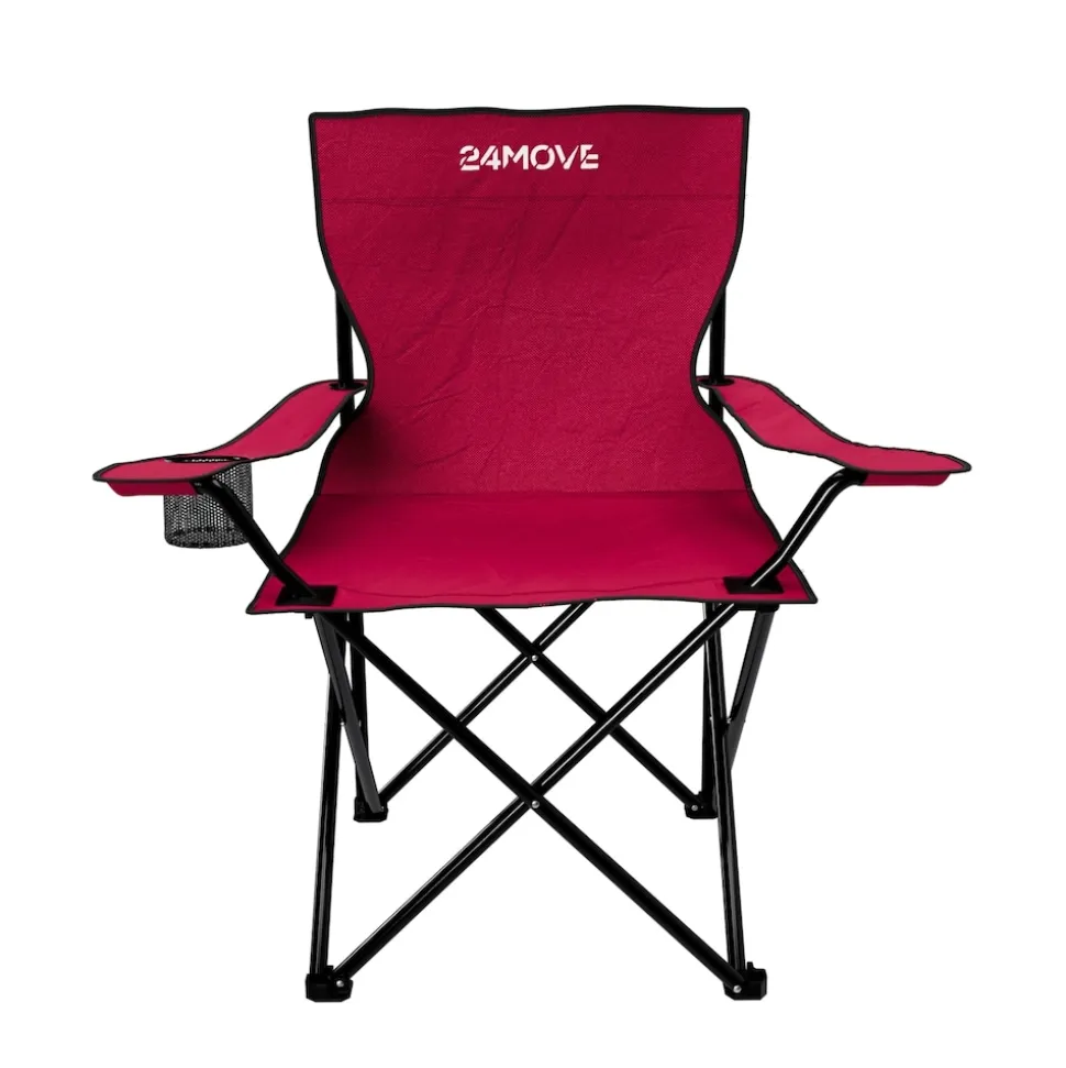 24MOVE® Campingstuhl Faltstuhl, schwarz, mit Getränkehalter und Tragetasche Outdoor, faltbar max. 100kg, Angerstuhl, Klappstuhl