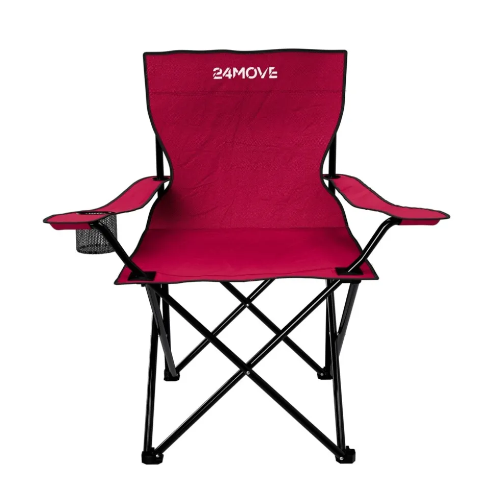 24MOVE® Campingstuhl Faltstuhl, 2er Set, schwarz, mit Getränkehalter und Tragetasche Outdoor, faltbar max. 100kg, Angerstuhl, Klappstuhl