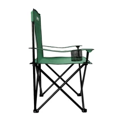 24MOVE® Campingstuhl Faltstuhl, grün, mit Getränkehalter und Tragetasche Outdoor, faltbar max. 100kg, Anglerstuhl, Polyester