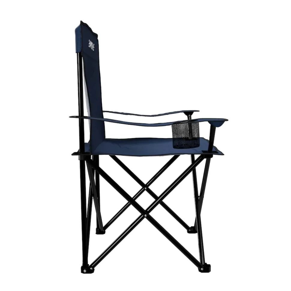 24MOVE® Campingstuhl Faltstuhl, blau, mit Getränkehalter und Tragetasche Outdoor, faltbar max. 100kg, Angerstuhl, Klappstuhl