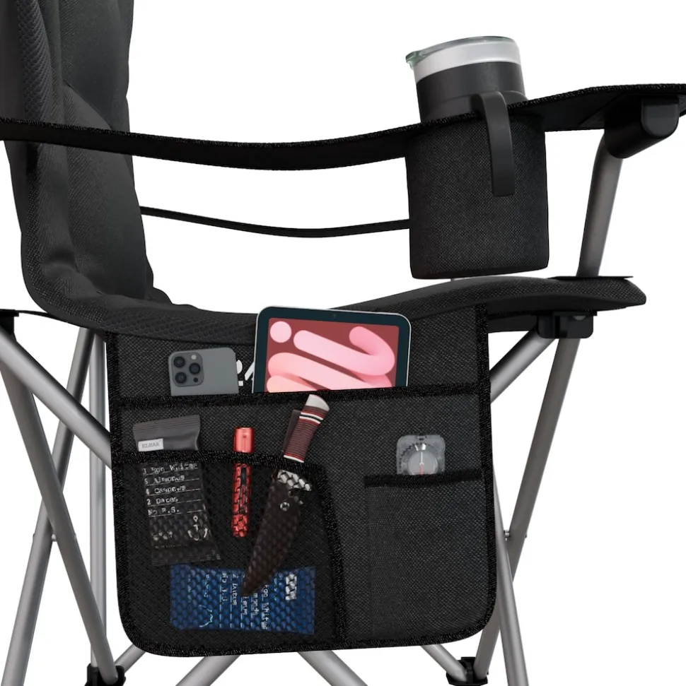 24MOVE® Campingstuhl Salvador faltbar Camping Klappstuhl gepolstert inkl. Tragetasche, bis 150kg belastbar, schwarz