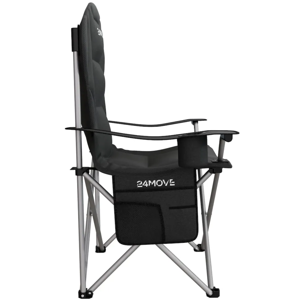 24MOVE® Campingstuhl Salvador faltbar Camping Klappstuhl gepolstert inkl. Tragetasche, bis 150kg belastbar, schwarz