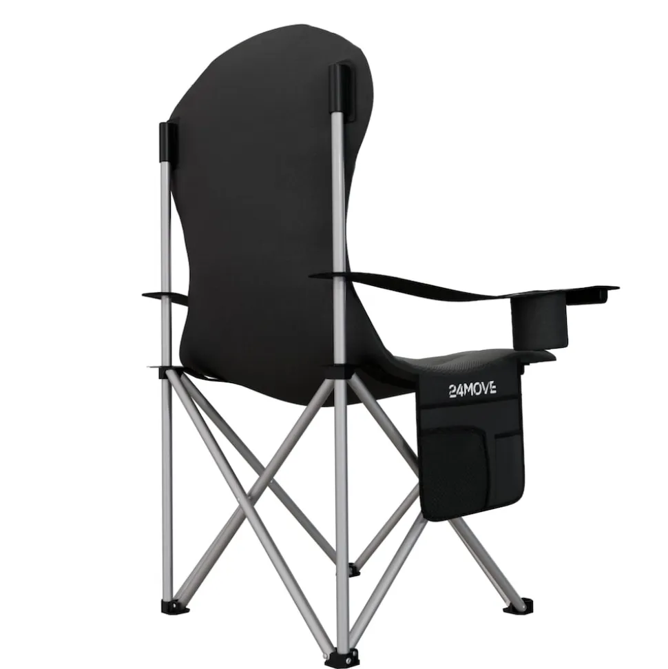 24MOVE® Campingstuhl Salvador faltbar Camping Klappstuhl gepolstert inkl. Tragetasche, bis 150kg belastbar, schwarz