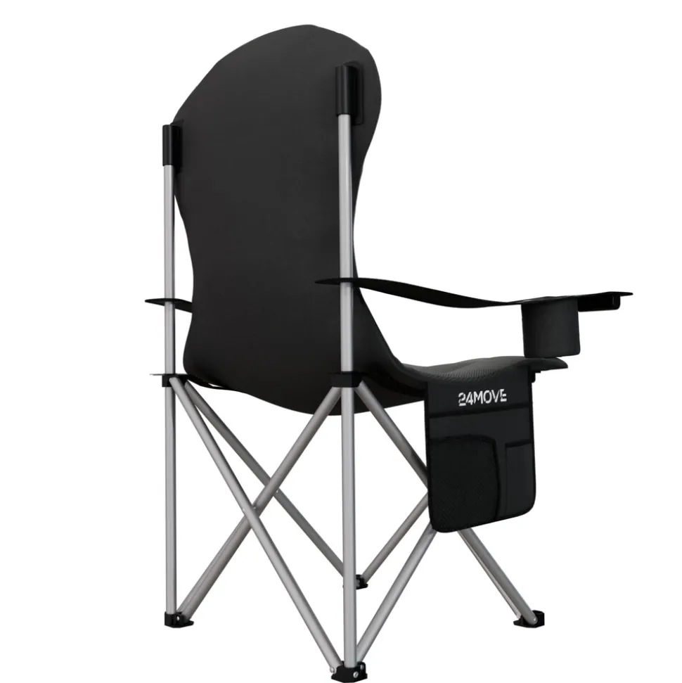 24MOVE® Campingstuhl Salvador faltbar Camping Klappstuhl gepolstert inkl. Tragetasche, bis 150kg belastbar, schwarz
