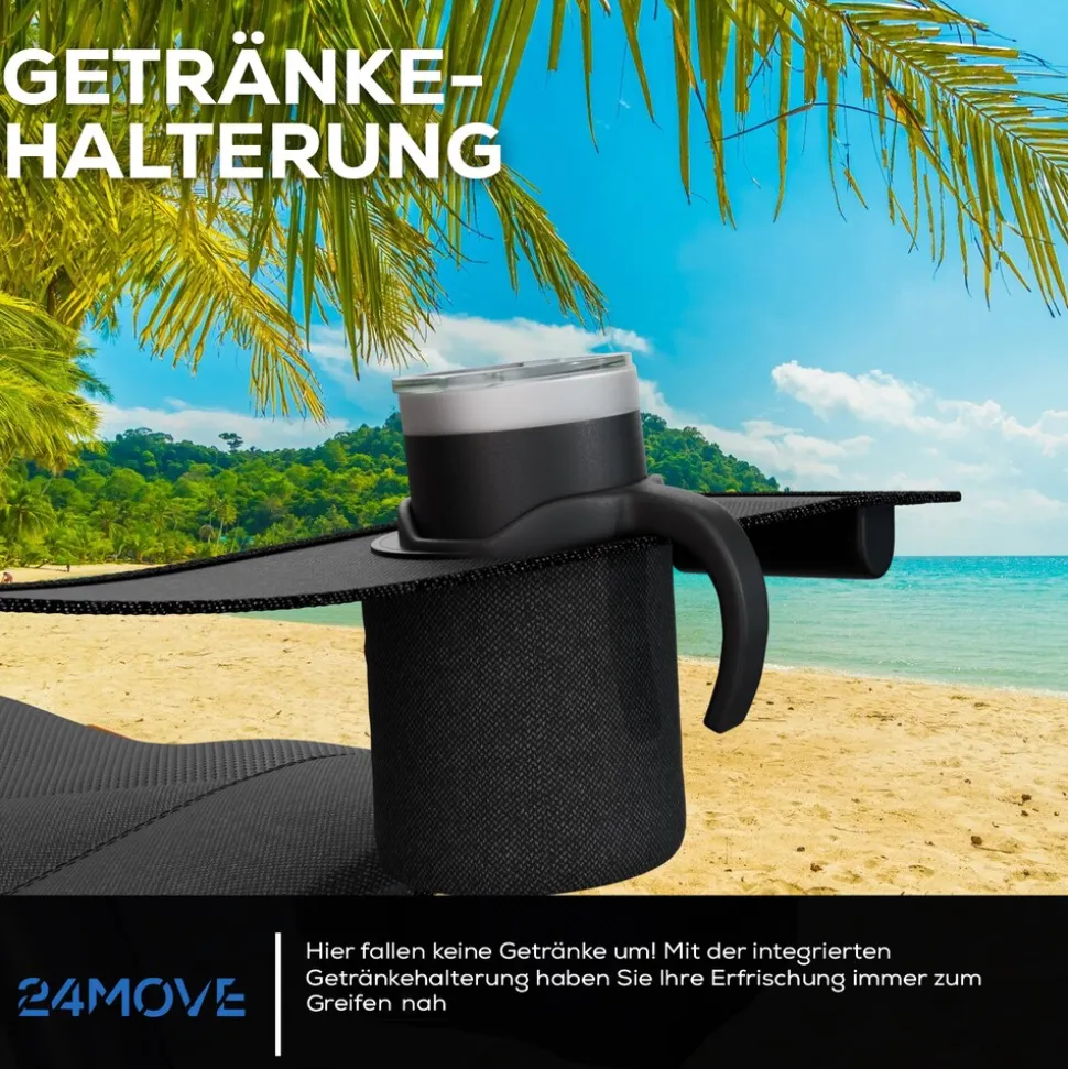 24MOVE® Campingstuhl Salvador faltbar Camping Klappstuhl gepolstert inkl. Tragetasche, bis 150kg belastbar, schwarz