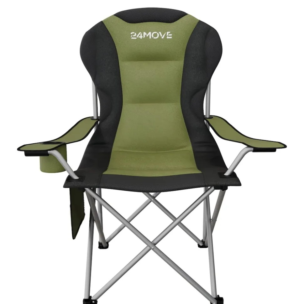 24MOVE® Campingstuhl Salvador faltbar Camping Klappstuhl gepolstert inkl. Tragetasche, bis 150kg belastbar, grün