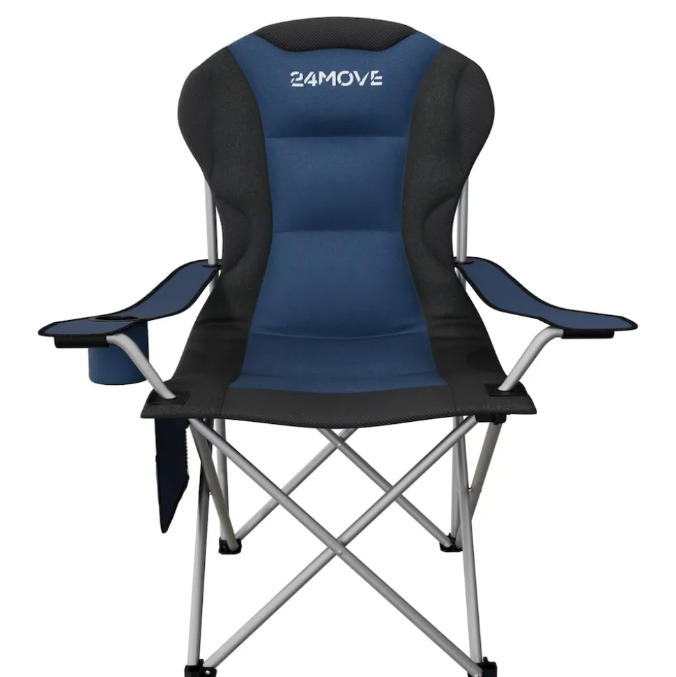 24MOVE® Campingstuhl Salvador faltbar Camping Klappstuhl gepolstert inkl. Tragetasche, bis 150kg belastbar, blau