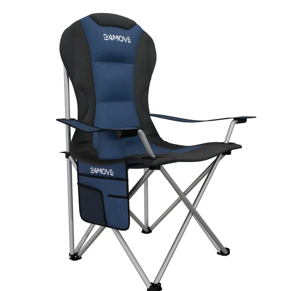 24MOVE® Campingstuhl Salvador faltbar Camping Klappstuhl gepolstert inkl. Tragetasche, bis 150kg belastbar, blau