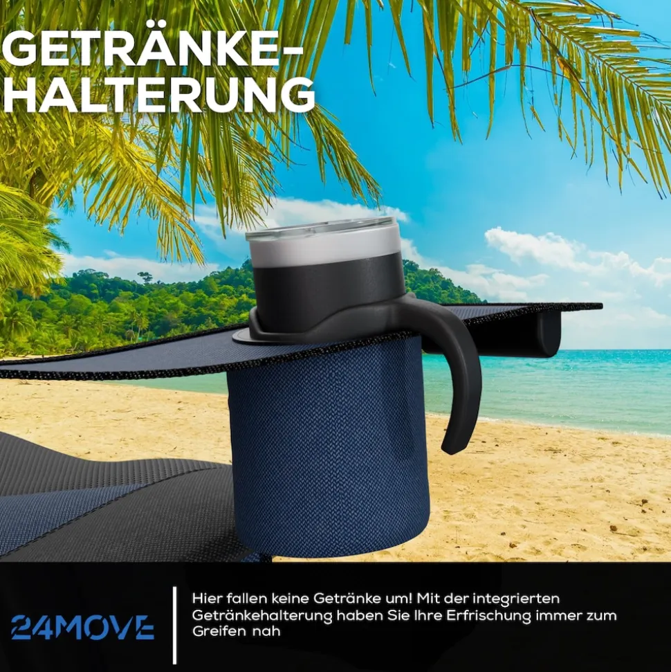 24MOVE® Campingstuhl Salvador faltbar Camping Klappstuhl gepolstert inkl. Tragetasche, bis 150kg belastbar, blau
