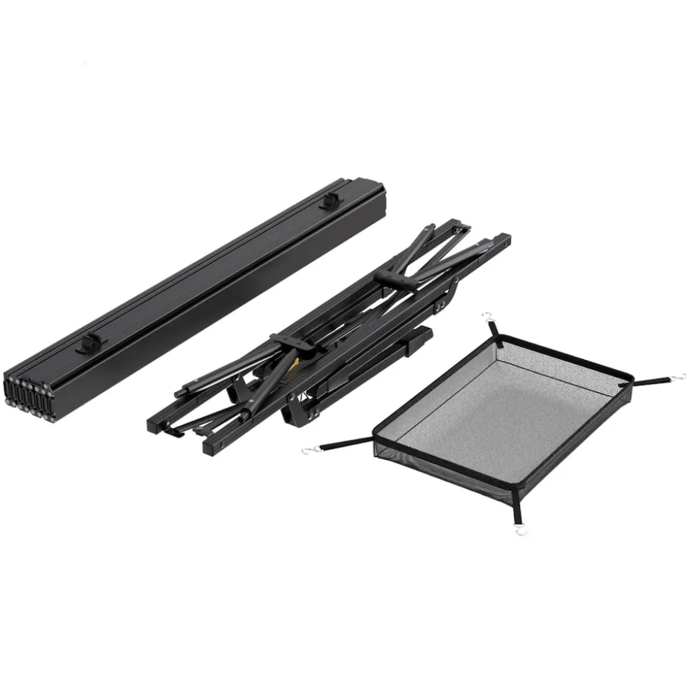 24MOVE® Campingtisch Klapptisch mit Aluminiumrahmen, Tischplatte aufrollbar, Falttisch klappbar, höhenverstellbar, inkl. Tragetasche - bis 30 kg, Anthrazitgrau