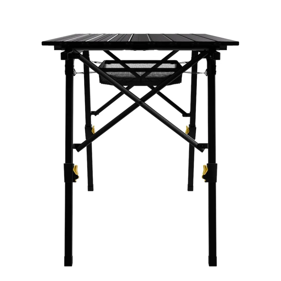 24MOVE® Campingtisch Klapptisch mit Aluminiumrahmen, Tischplatte aufrollbar, Falttisch klappbar, höhenverstellbar, inkl. Tragetasche - bis 30 kg, Anthrazitgrau