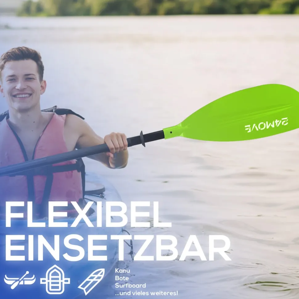 24MOVE® Doppelpaddel LAGO Aluminium Paddel, Stand-Up Paddling, Paddel für Kajak, 220 cm, verstellbar