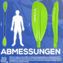 24MOVE® Doppelpaddel LAGO Aluminium Paddel, Stand-Up Paddling, Paddel für Kajak, 220 cm, verstellbar