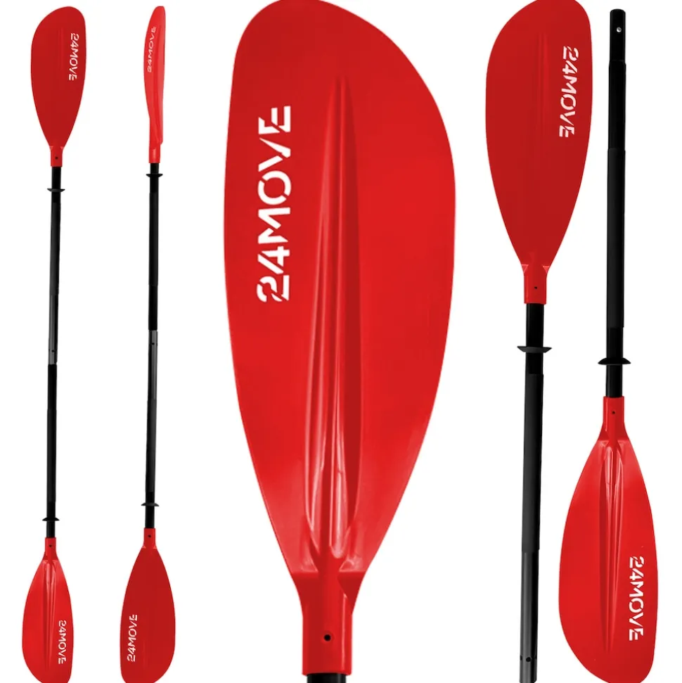 24MOVE® Doppelpaddel LAGO Aluminium Paddel, Stand-Up Paddling, Paddel für Kajak, 220 cm, verstellbar