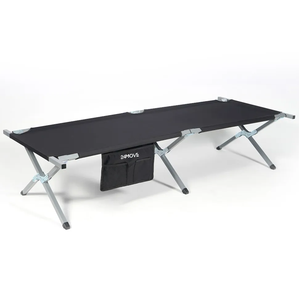 24MOVE® Feldbett Campingbett bis 200 kg In-und Outdoor Camping faltbar, inkl. Tragetasche für einfachen Transport