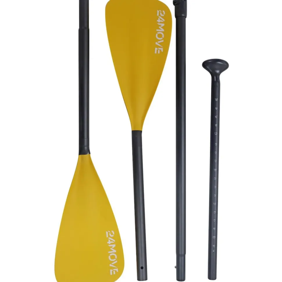 24MOVE® Paddel Doppelpaddel 2 in 1 Teleskoppaddel Stechpaddel für SUP Stand Up Board , Kajak, Aluminium 230cm, Blau