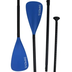 24MOVE® Paddel Doppelpaddel 2 in 1 Teleskoppaddel Stechpaddel für SUP Stand Up Board , Kajak, Aluminium 230cm, Blau