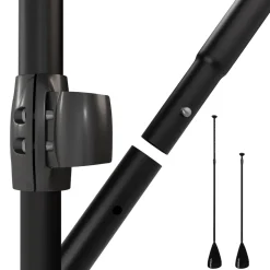 24MOVE® Paddel Einzelpaddel Stechpaddel für SUP Stand Up Board, Kajak, Leicht aus Aluminium 210cm, verstellbar schwarz