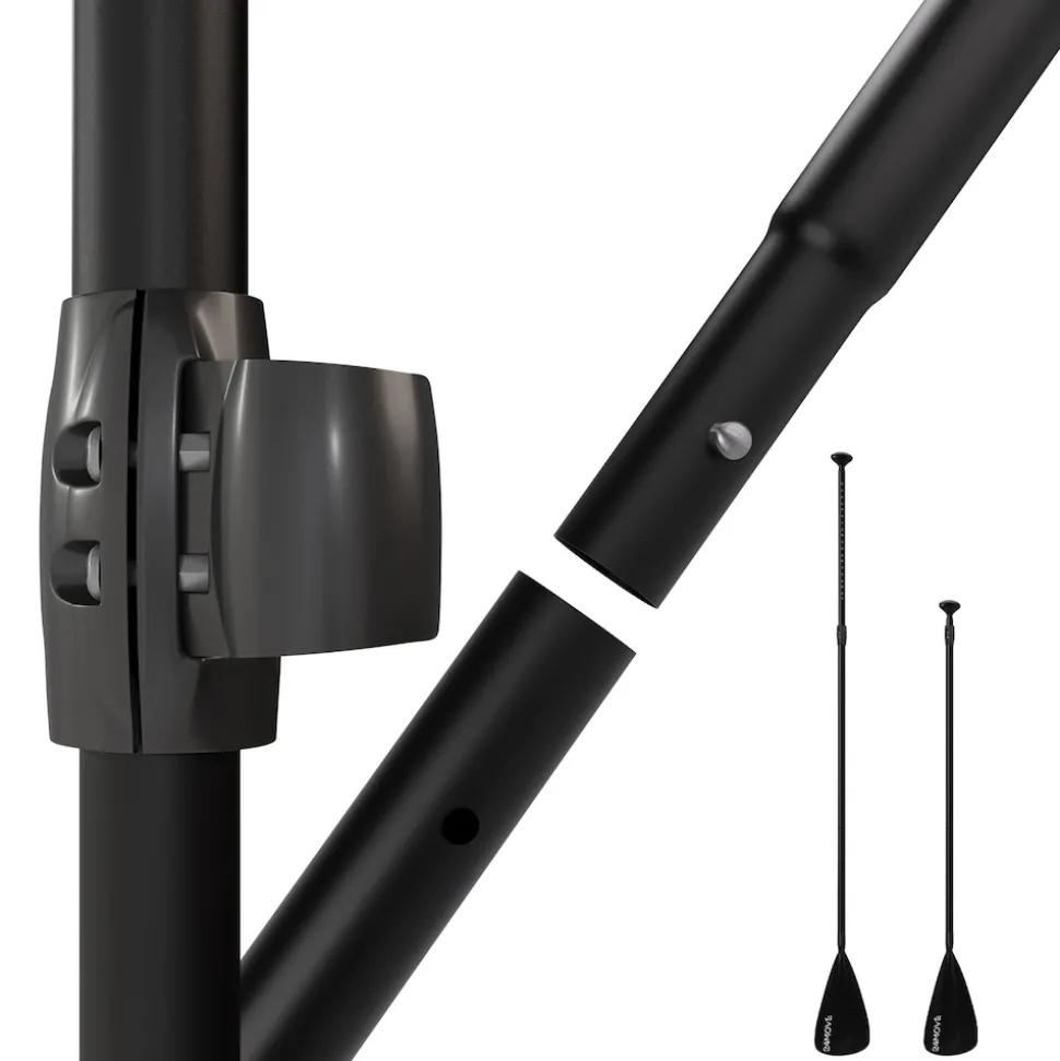 24MOVE® Paddel Einzelpaddel Stechpaddel für SUP Stand Up Board, Kajak, Leicht aus Aluminium 210cm, verstellbar schwarz
