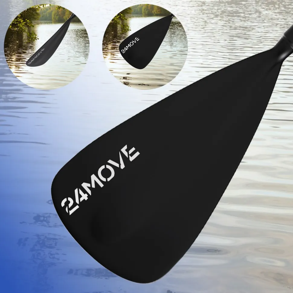 24MOVE® Paddel Einzelpaddel Stechpaddel für SUP Stand Up Board, Kajak, Leicht aus Aluminium 210cm, verstellbar schwarz