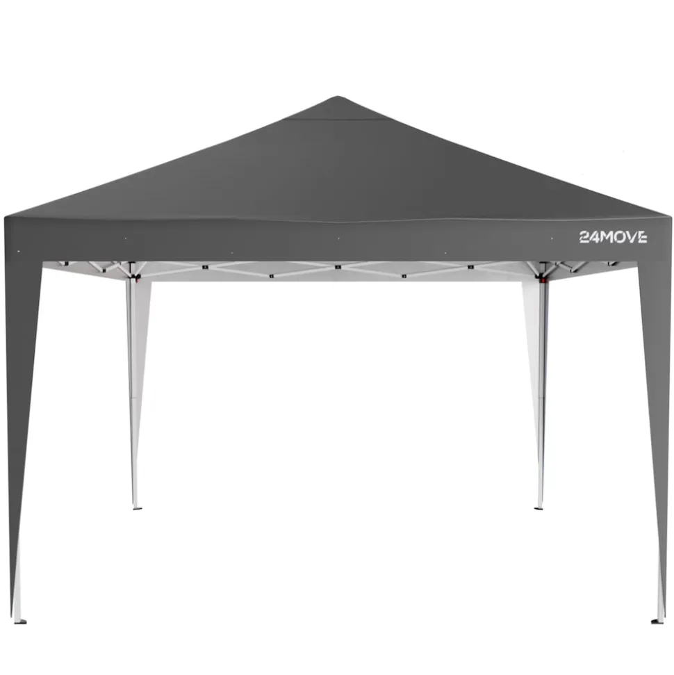 24MOVE® Pavillon Santos 3x3m Pop-Up UV-Schutz 50+ Wasserdicht & winterfest mit Tasche faltbar & stabil, für Camping & Garten Faltpavillon - Partyzelt Grau