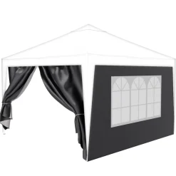 24MOVE® Pavillon Seitenteile 2er Set 2x3m mit Fenster & Reissverschluss, wasserdicht, grau - für Partyzelt, Festzelt, Festivals