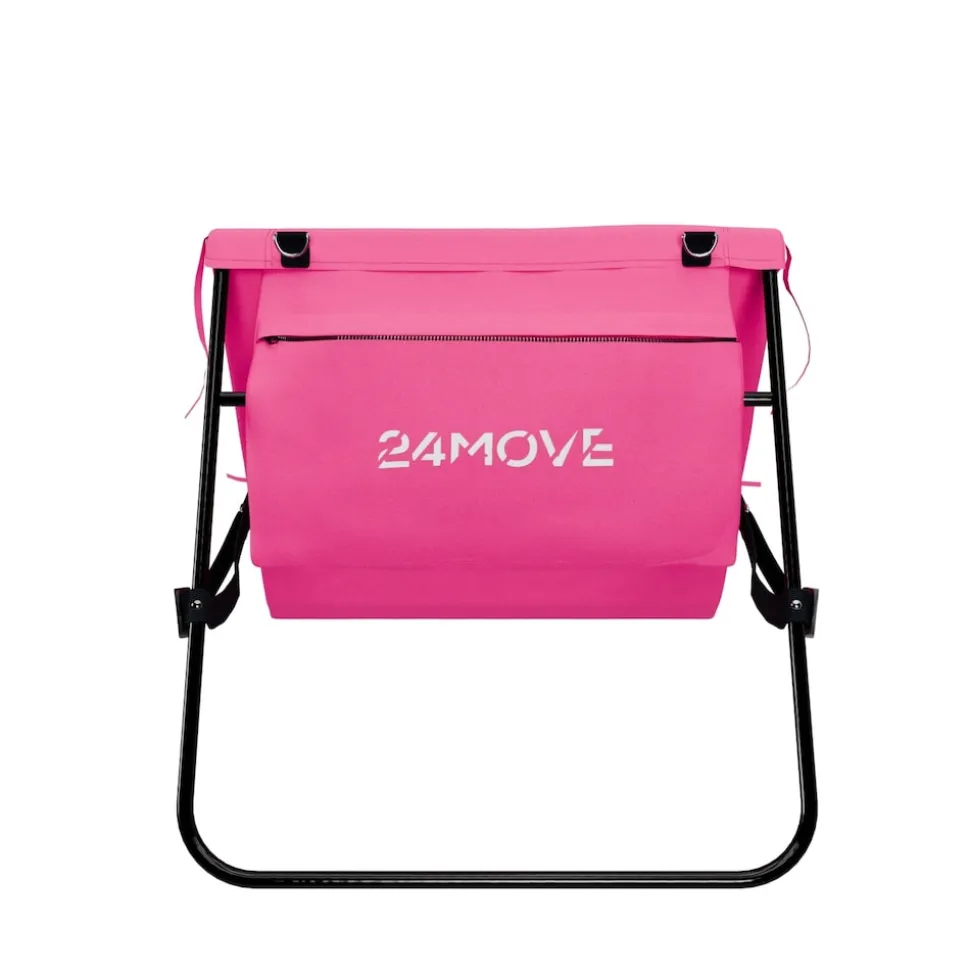 24MOVE® Strandmatte 2er Set klappbar mit Rückenlehne, Strandliege mit Gurt, tragbar für Strand und Garten, Liegematte rosa