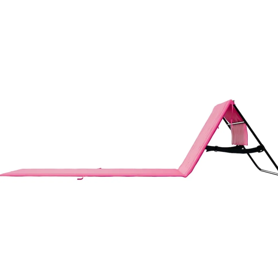24MOVE® Strandmatte 2er Set klappbar mit Rückenlehne, Strandliege mit Gurt, tragbar für Strand und Garten, Liegematte rosa