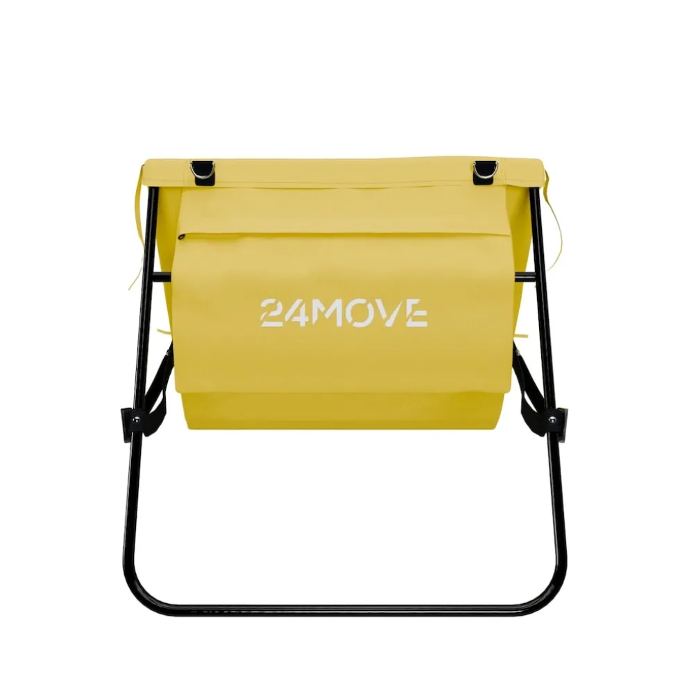 24MOVE® Strandmatte 2er Set klappbar mit Rückenlehne, Strandliege mit Gurt, tragbar für Strand und Garten, Liegematte gelb