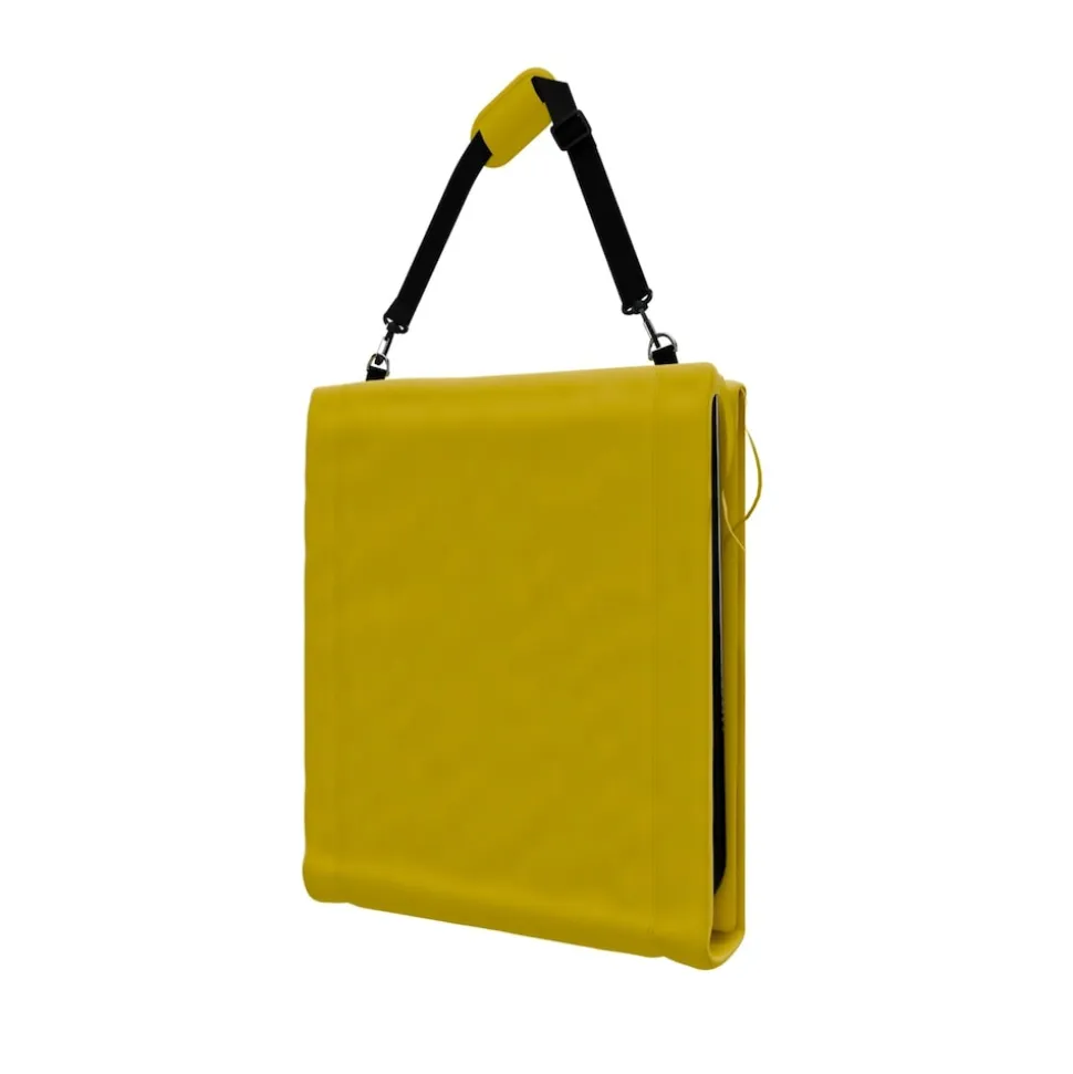 24MOVE® Strandmatte 2er Set klappbar mit Rückenlehne, Strandliege mit Gurt, tragbar für Strand und Garten, Liegematte gelb