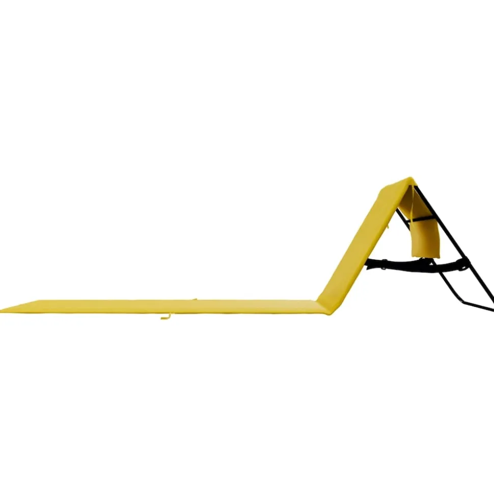 24MOVE® Strandmatte 2er Set klappbar mit Rückenlehne, Strandliege mit Gurt, tragbar für Strand und Garten, Liegematte gelb