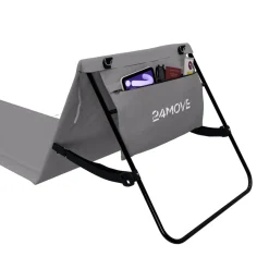 24MOVE® Strandmatte 2er Set klappbar mit Rückenlehne, Strandliege mit Gurt, tragbar für Strand und Garten, Liegematte grau