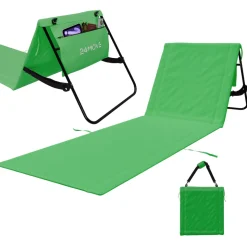 24MOVE® Strandmatte 1er Set klappbar mit Rückenlehne, Strandliege mit Gurt, tragbar für Strand und Garten, Liegematte grün