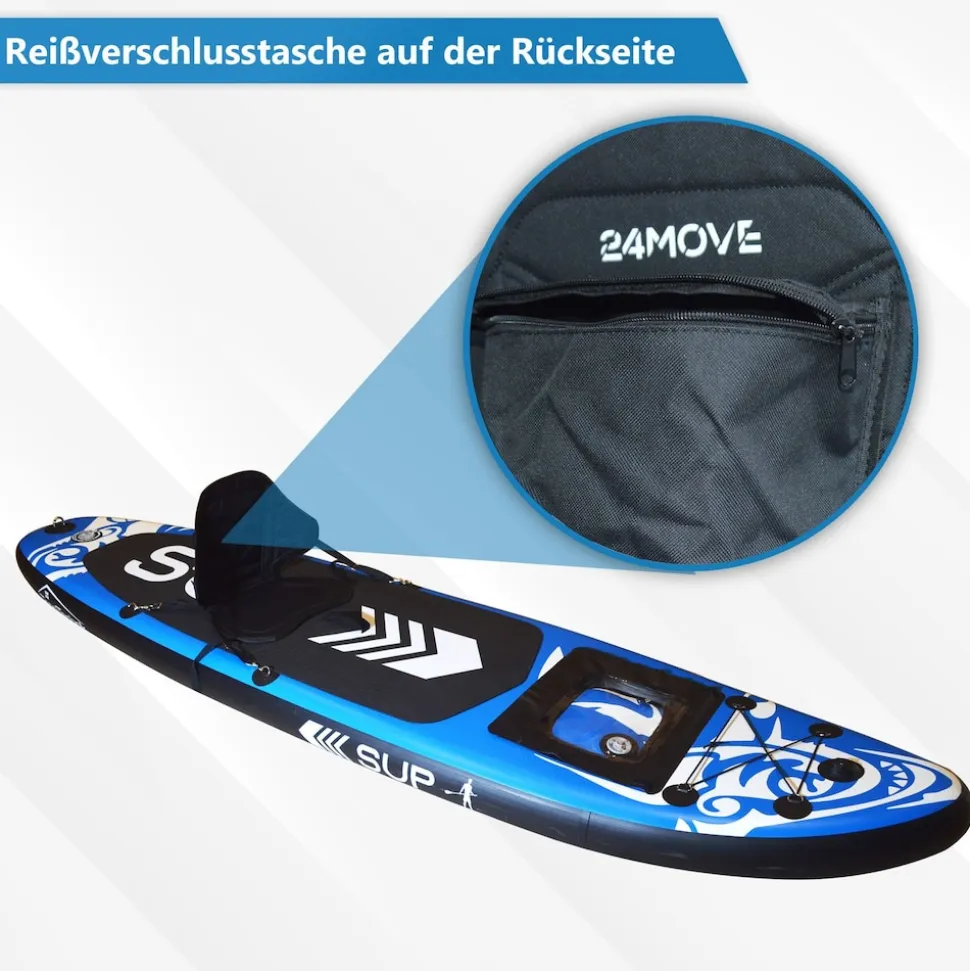 24MOVE® SUP Kajak Sitz für Paddle Boards und Kajaks, gepolstert und ergonomisch, mit Tasche, Surfboard, Stand Up Sitz