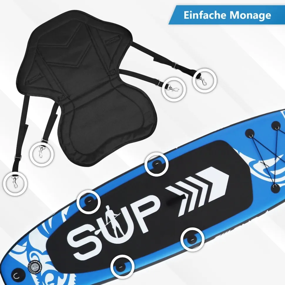 24MOVE® SUP Kajak Sitz für Paddle Boards und Kajaks, gepolstert und ergonomisch, mit Tasche, Surfboard, Stand Up Sitz
